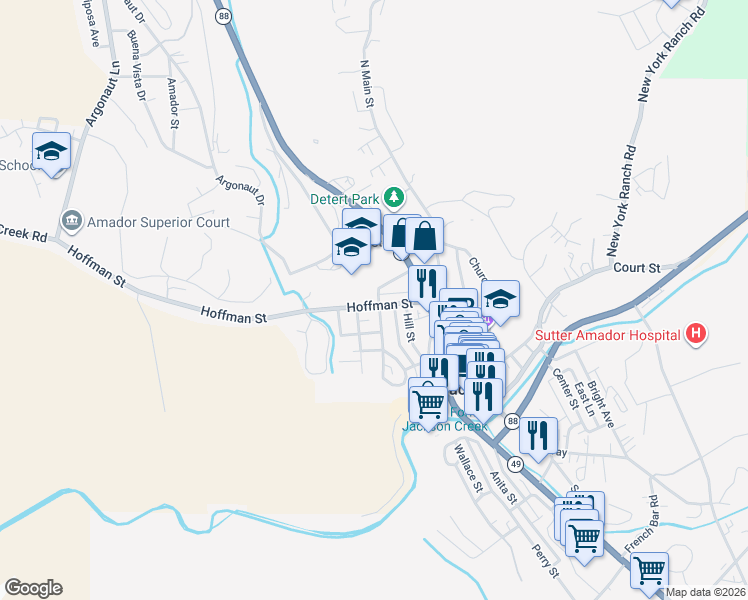 map of restaurants, bars, coffee shops, grocery stores, and more near 415 Rex Avenue in Jackson
