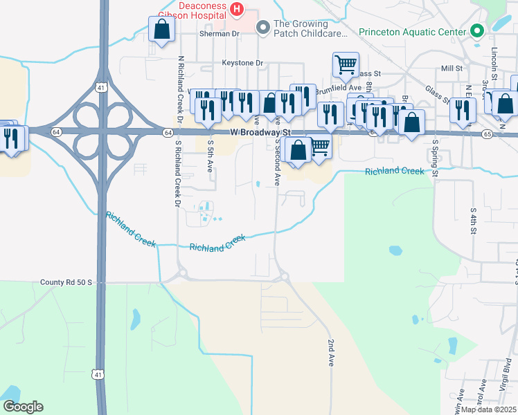map of restaurants, bars, coffee shops, grocery stores, and more near 408 Kensington Drive in Princeton