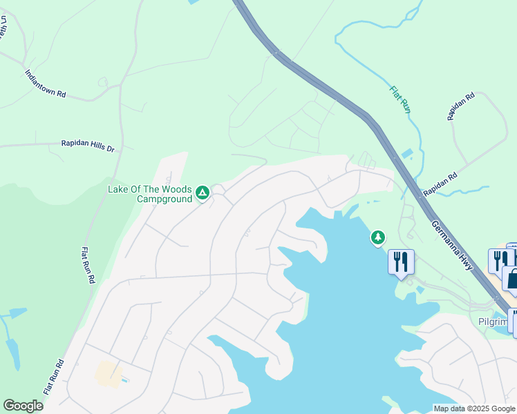 map of restaurants, bars, coffee shops, grocery stores, and more near 710 Lakeview Parkway in Locust Grove