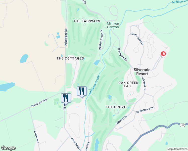 map of restaurants, bars, coffee shops, grocery stores, and more near 186 Milliken Creek Drive in Napa