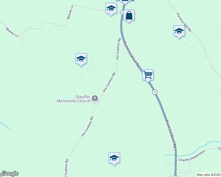 map of restaurants, bars, coffee shops, grocery stores, and more near 24900 Pin Cushion Road in Leonardtown