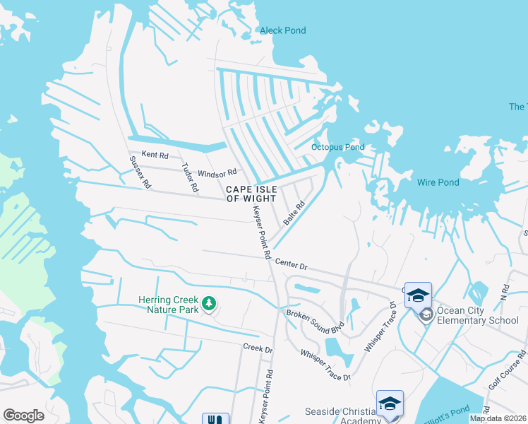 map of restaurants, bars, coffee shops, grocery stores, and more near 10314 Keyser Point Road in Ocean City