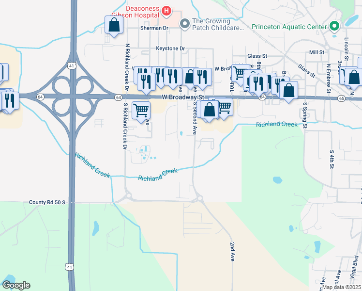 map of restaurants, bars, coffee shops, grocery stores, and more near 408 Kensington Drive in Princeton