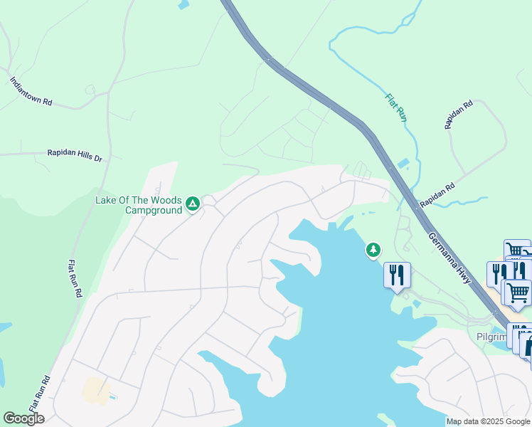 map of restaurants, bars, coffee shops, grocery stores, and more near 710 Lakeview Parkway in Locust Grove