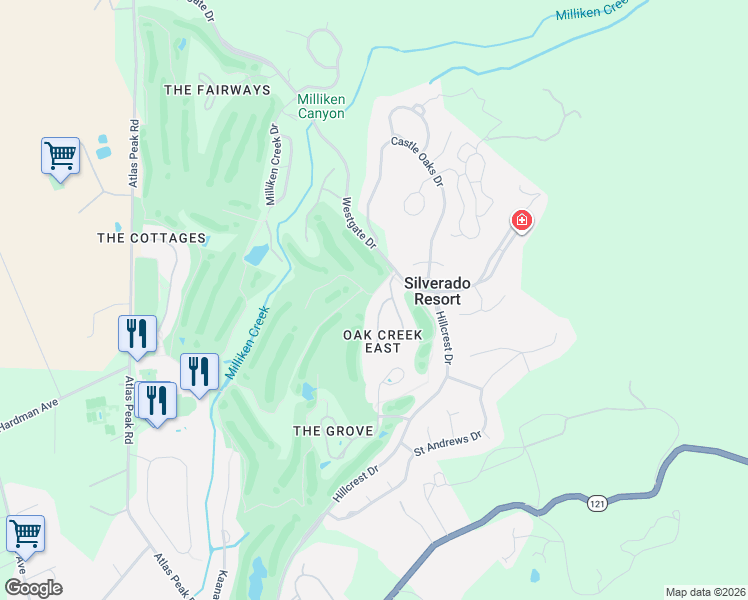 map of restaurants, bars, coffee shops, grocery stores, and more near 846 Acorn Way in Napa