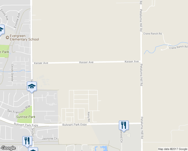 map of restaurants, bars, coffee shops, grocery stores, and more near 1651 Petaluma Hill Rd in Santa Rosa