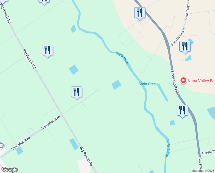 map of restaurants, bars, coffee shops, grocery stores, and more near 4020 Big Ranch Road in Napa