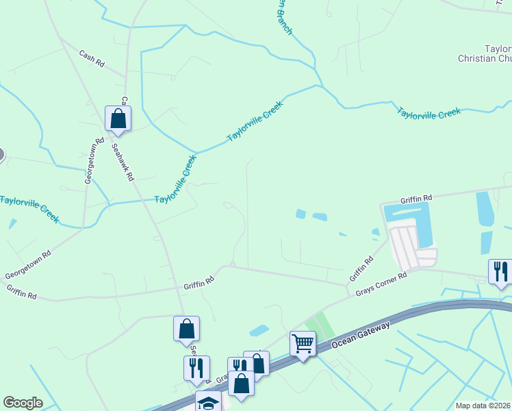 map of restaurants, bars, coffee shops, grocery stores, and more near 10707 Griffin Road in Berlin