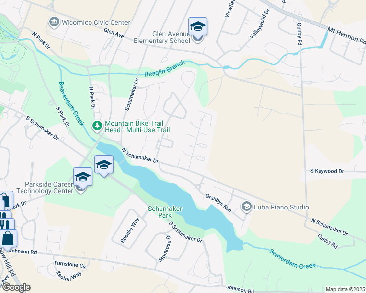 map of restaurants, bars, coffee shops, grocery stores, and more near 909 Emerald Court in Salisbury