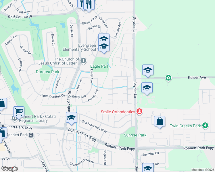 map of restaurants, bars, coffee shops, grocery stores, and more near 303 Círculo Unpoco in Rohnert Park