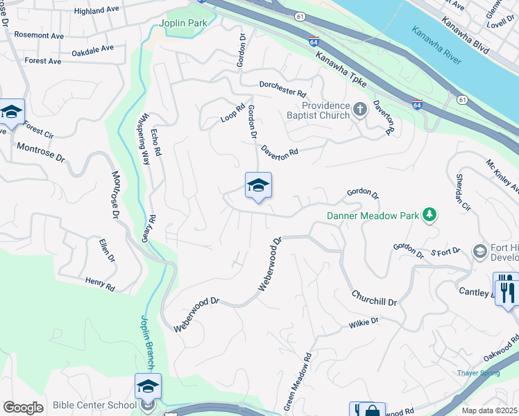 map of restaurants, bars, coffee shops, grocery stores, and more near 732 Gordon Drive in Charleston