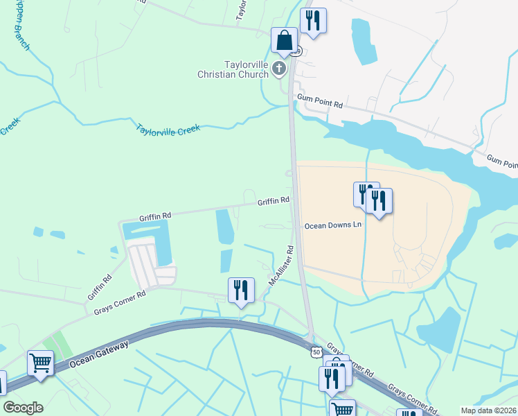 map of restaurants, bars, coffee shops, grocery stores, and more near 11180 Griffin Road in Berlin