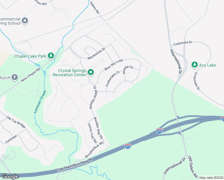 map of restaurants, bars, coffee shops, grocery stores, and more near 3127 Timberlake Court in Jeffersonville