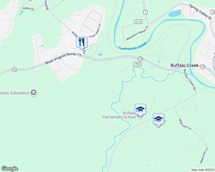 map of restaurants, bars, coffee shops, grocery stores, and more near 440 Valley View Drive in Kenova