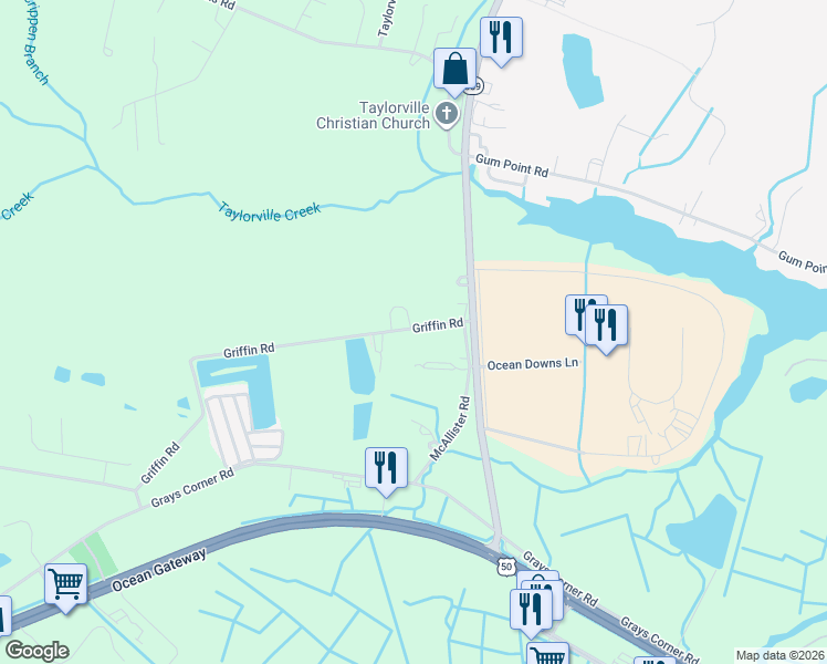 map of restaurants, bars, coffee shops, grocery stores, and more near 11180 Griffin Road in Berlin