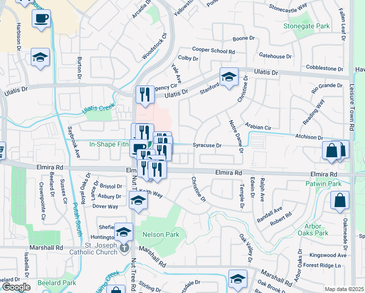 map of restaurants, bars, coffee shops, grocery stores, and more near 816 Syracuse Drive in Vacaville