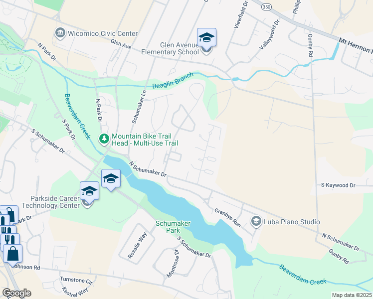 map of restaurants, bars, coffee shops, grocery stores, and more near 912 Marble Court in Salisbury