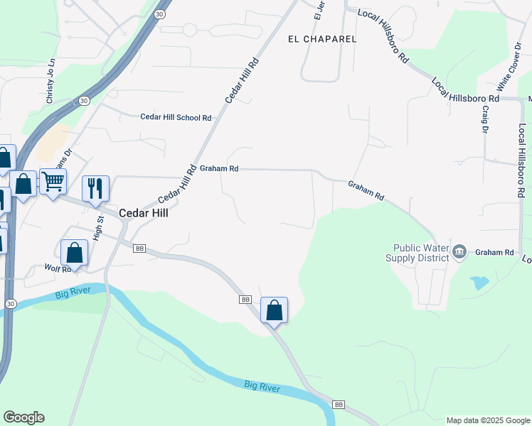 map of restaurants, bars, coffee shops, grocery stores, and more near 6537 Ashwell Lane in Cedar Hill