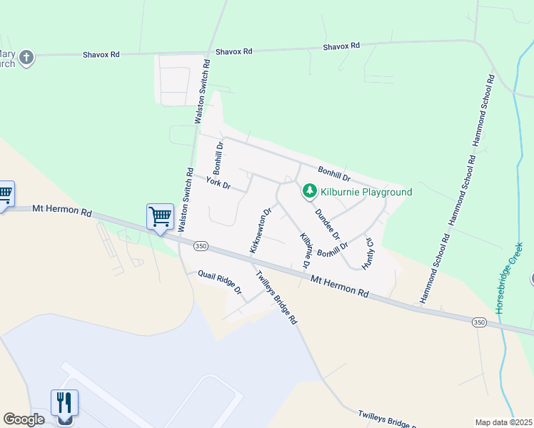 map of restaurants, bars, coffee shops, grocery stores, and more near 5897 Kirknewton Drive in Salisbury