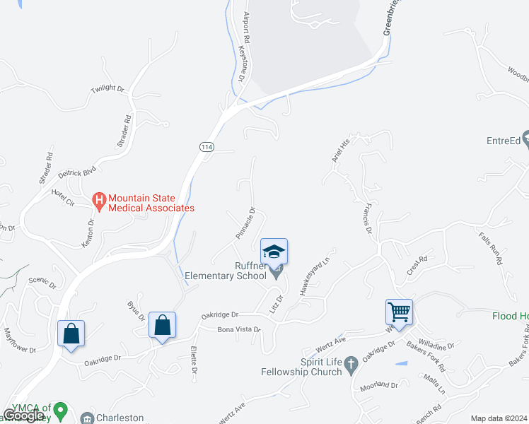 map of restaurants, bars, coffee shops, grocery stores, and more near 302 Pinnacle Woods Drive in Charleston