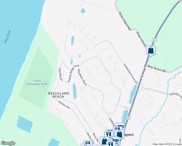 map of restaurants, bars, coffee shops, grocery stores, and more near 6507 Turnbridge Place in Prospect