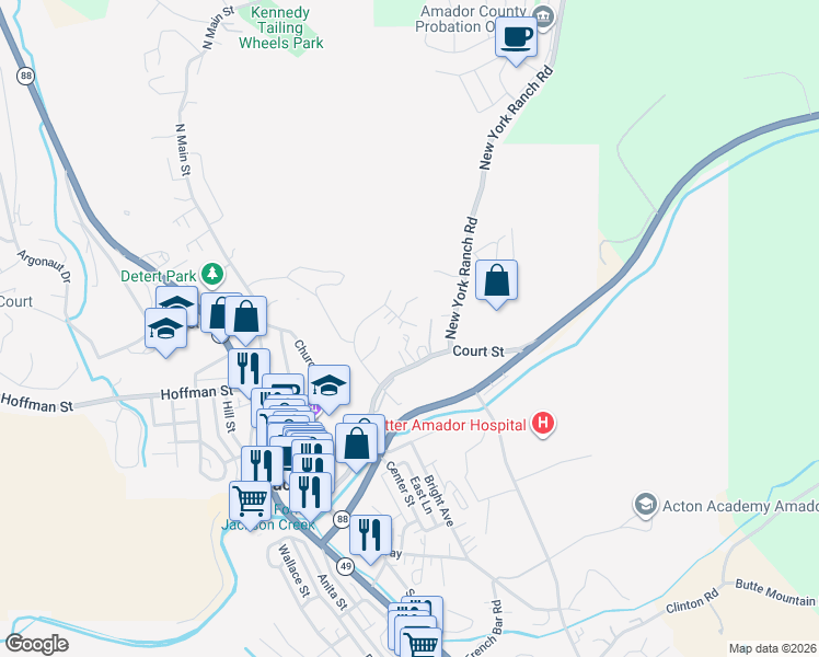 map of restaurants, bars, coffee shops, grocery stores, and more near 225 Agate Place in Jackson