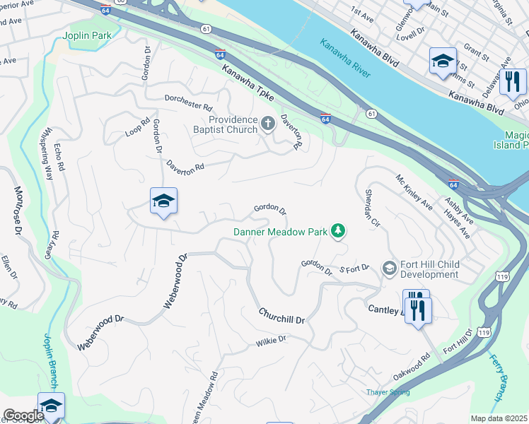 map of restaurants, bars, coffee shops, grocery stores, and more near 699 Gordon Drive in Charleston