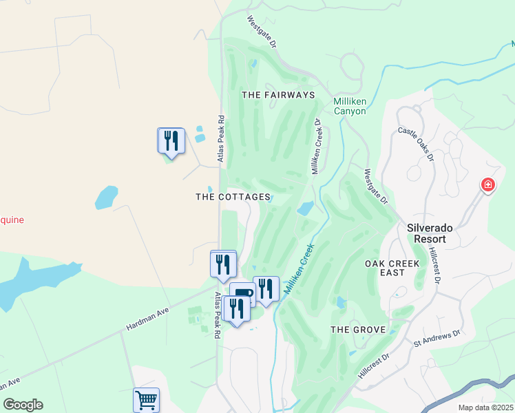 map of restaurants, bars, coffee shops, grocery stores, and more near 704 Cottage Drive in Napa