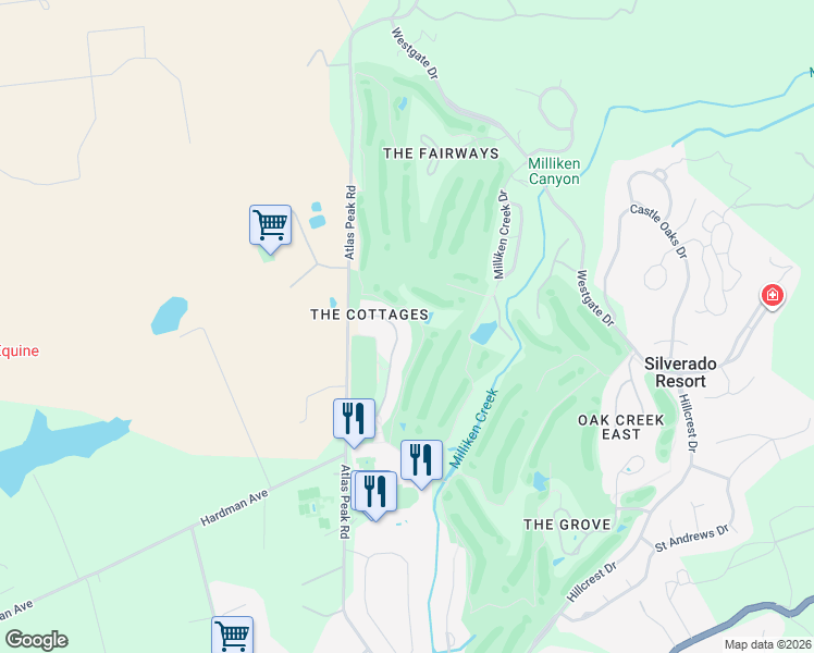map of restaurants, bars, coffee shops, grocery stores, and more near 704 Cottage Drive in Napa