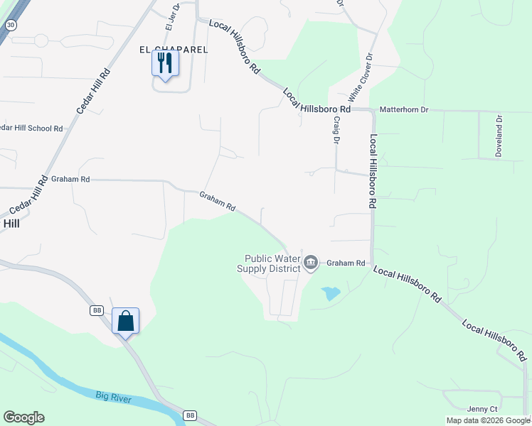 map of restaurants, bars, coffee shops, grocery stores, and more near 8131 Graham Road in Cedar Hill