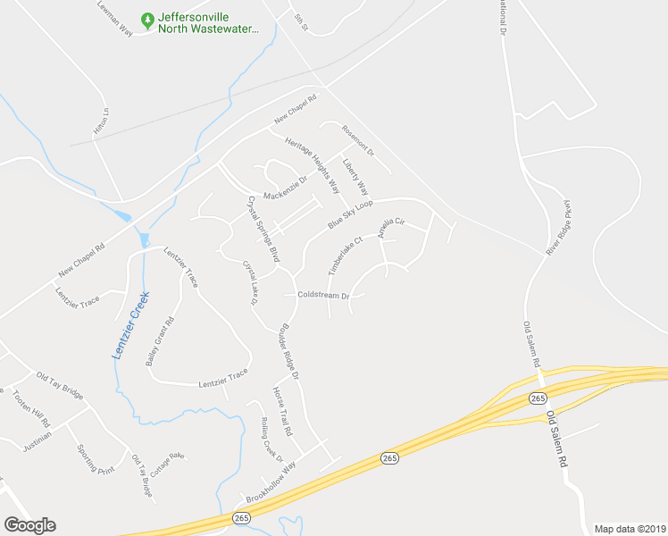 map of restaurants, bars, coffee shops, grocery stores, and more near Timberlake Court in Jeffersonville