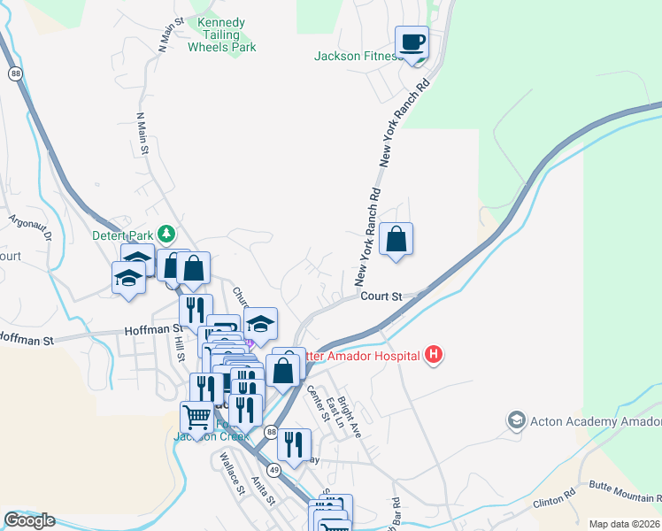 map of restaurants, bars, coffee shops, grocery stores, and more near 225 Agate Place in Jackson