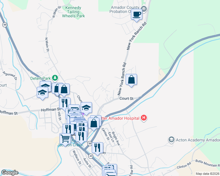 map of restaurants, bars, coffee shops, grocery stores, and more near 225 Agate Place in Jackson