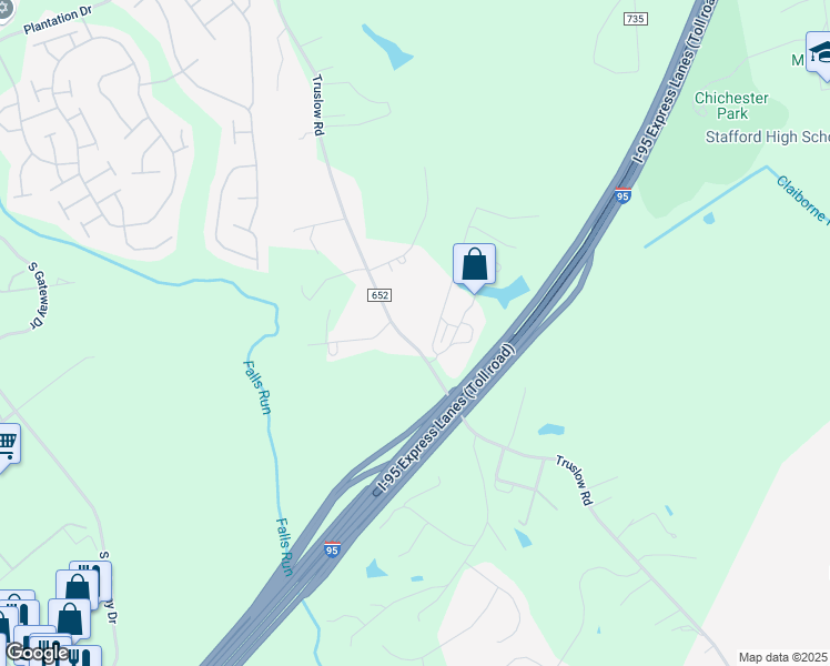 map of restaurants, bars, coffee shops, grocery stores, and more near 562 Truslow Road in Fredericksburg