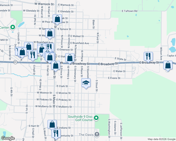 map of restaurants, bars, coffee shops, grocery stores, and more near 201 South Stormont Street in Princeton