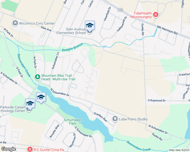 map of restaurants, bars, coffee shops, grocery stores, and more near 1035 Zircon Court in Salisbury