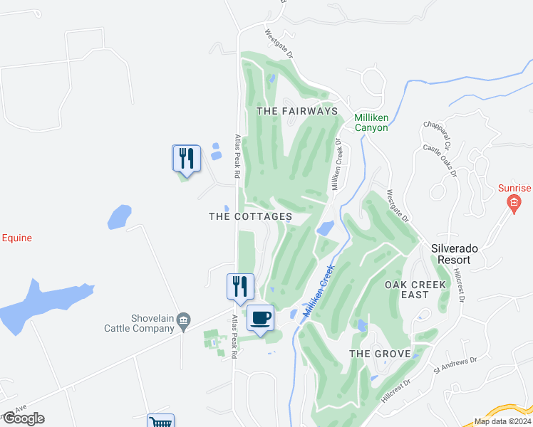 map of restaurants, bars, coffee shops, grocery stores, and more near 668 Cottage Drive in Napa