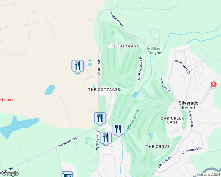 map of restaurants, bars, coffee shops, grocery stores, and more near 668 Cottage Drive in Napa