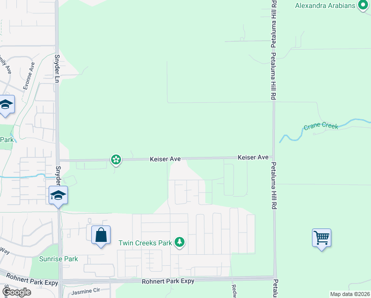 map of restaurants, bars, coffee shops, grocery stores, and more near 1575 Keiser Avenue in Santa Rosa