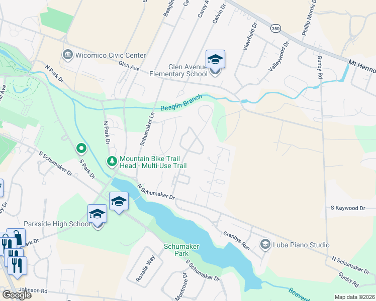 map of restaurants, bars, coffee shops, grocery stores, and more near Edgewater Drive in Salisbury