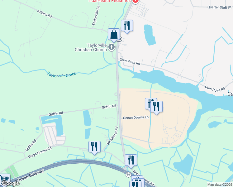 map of restaurants, bars, coffee shops, grocery stores, and more near 10307 Racetrack Road in Berlin