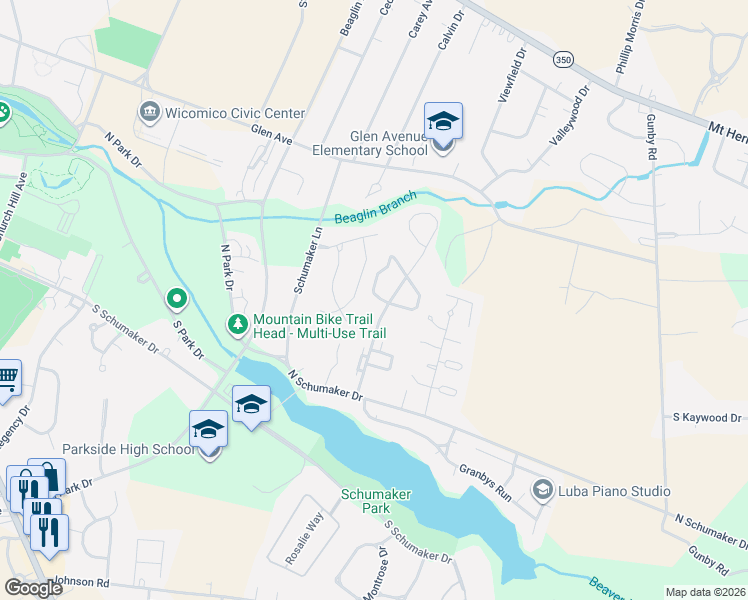 map of restaurants, bars, coffee shops, grocery stores, and more near 617 Terrapin Lane in Salisbury