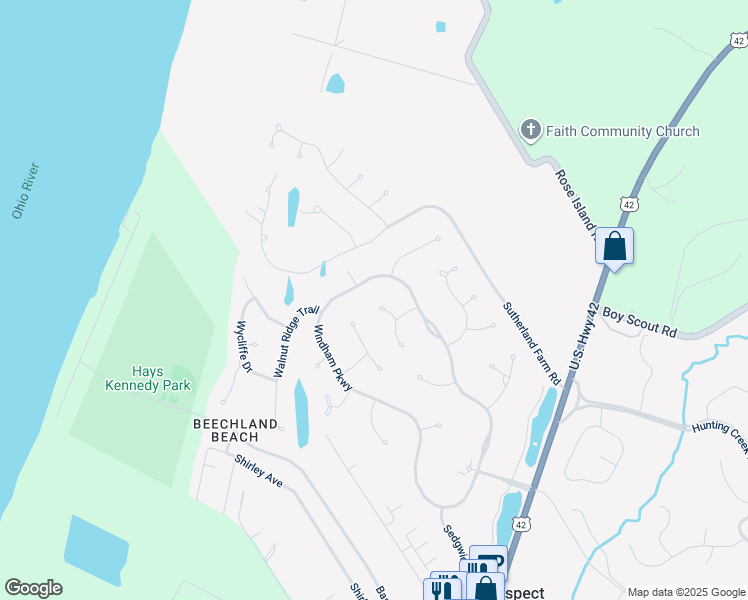 map of restaurants, bars, coffee shops, grocery stores, and more near 6500 Mount Batten Court in Prospect