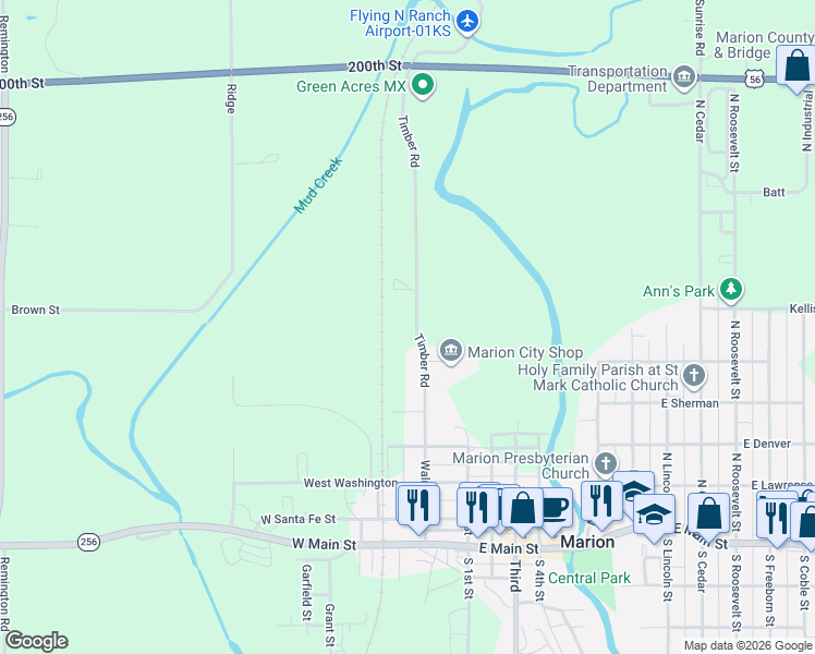 map of restaurants, bars, coffee shops, grocery stores, and more near 673 Walnut Street in Marion