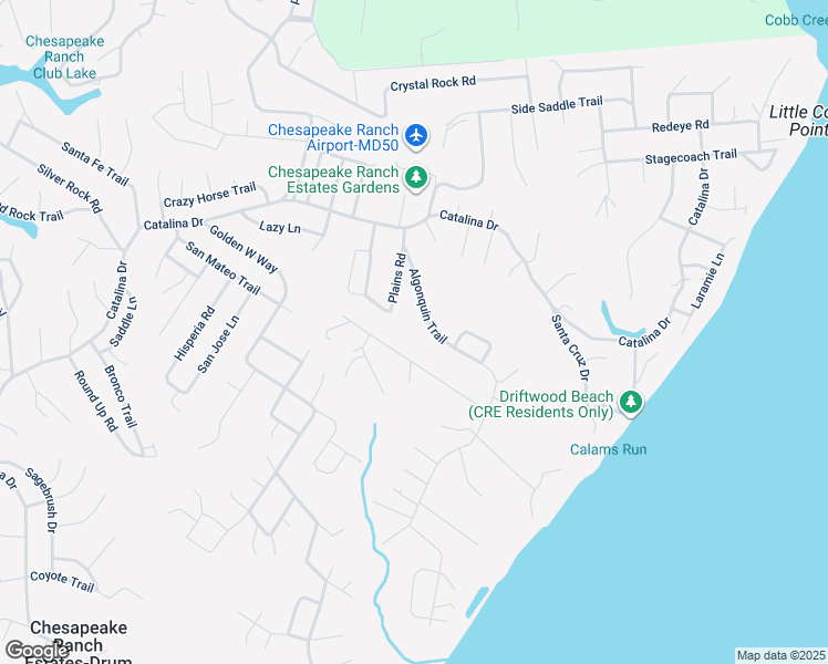 map of restaurants, bars, coffee shops, grocery stores, and more near 12367 Algonquin Trail in Lusby