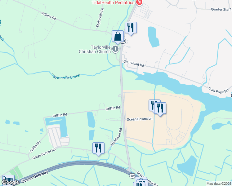map of restaurants, bars, coffee shops, grocery stores, and more near 10307 Racetrack Road in Berlin