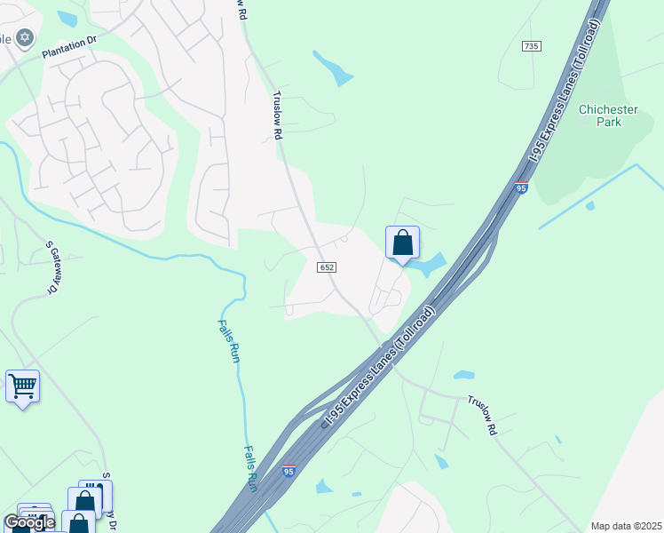 map of restaurants, bars, coffee shops, grocery stores, and more near 590 Truslow Road in Fredericksburg