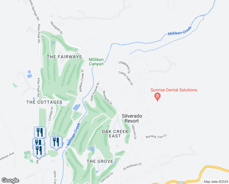 map of restaurants, bars, coffee shops, grocery stores, and more near 44 Greenbriar Circle in Napa
