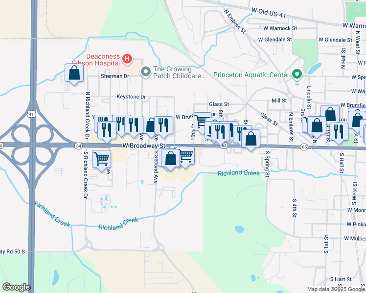 map of restaurants, bars, coffee shops, grocery stores, and more near 1563 West Broadway Street in Princeton
