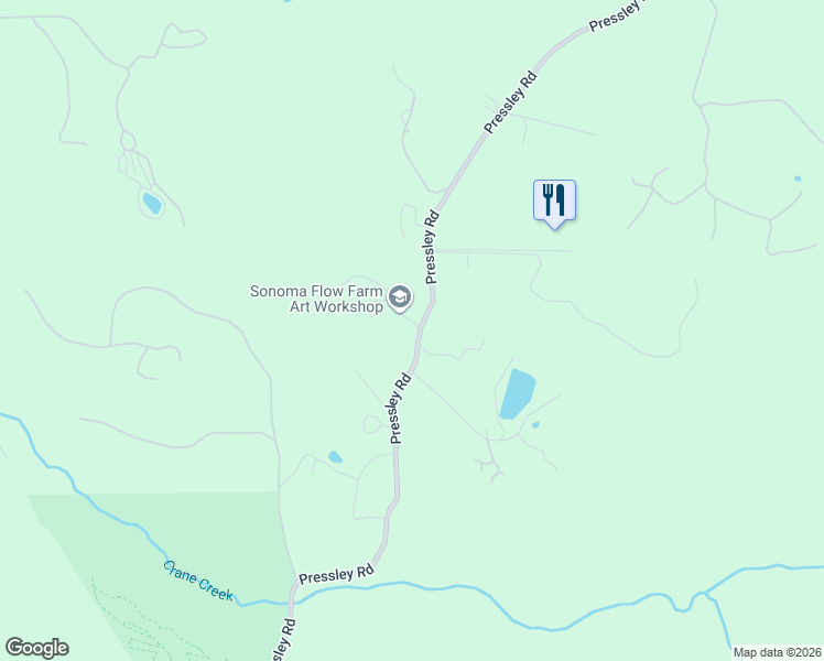 map of restaurants, bars, coffee shops, grocery stores, and more near 5025 Pressley Road in Santa Rosa